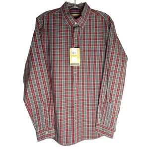 G.H. Bass & Co - River Washed Poplin Plaid Button Down‎ Shirt - Men’s Size Small